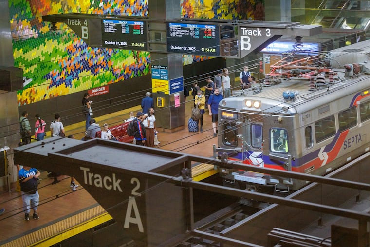 File photo of regional rail train at Jefferson Station on Oct. 7, 2025.