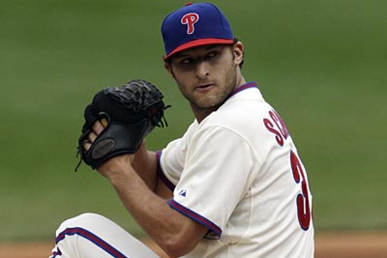 The Phillies recalled Michael Schwimer to replace the injured Mike Stutes. (Matt Slocum/AP file photo)