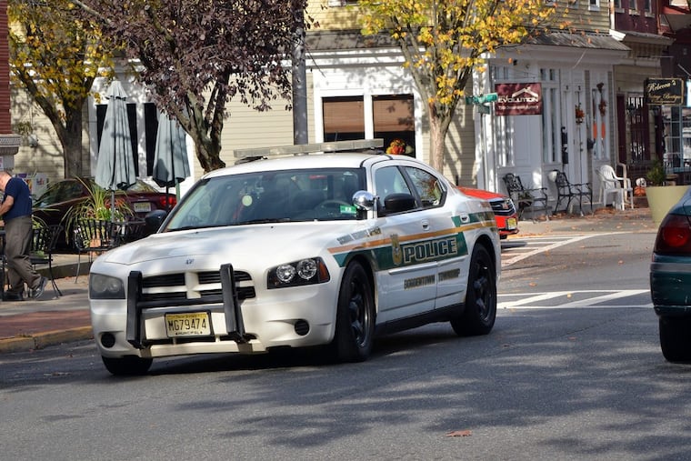 A Bordentown Township Police patrol rides along Farnsworth Ave in Bordentown City New Jersey on Friday November 3,2017. Mark C Psoras/For the Inquirer