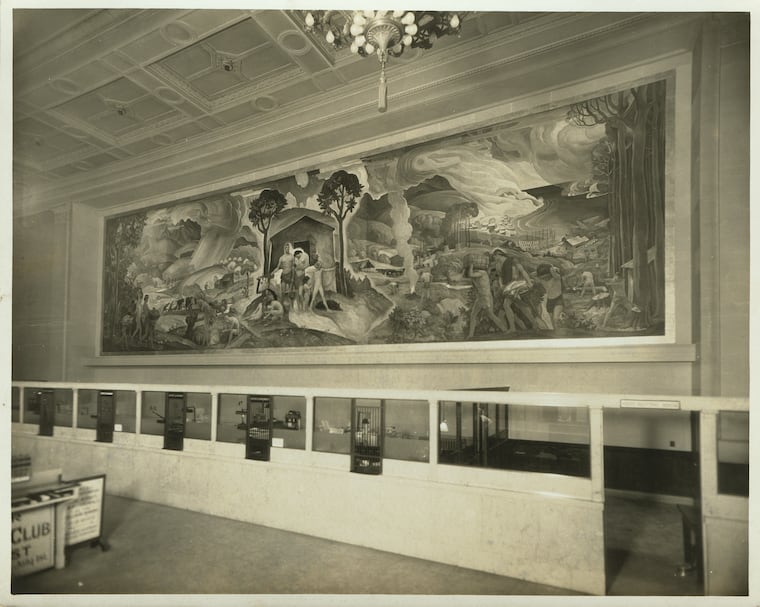 "Apotheosis of the Family" mural installed at Wilmington Savings Fund Society, 9th and Market Streets, Wilmington, DE, circa 1932.