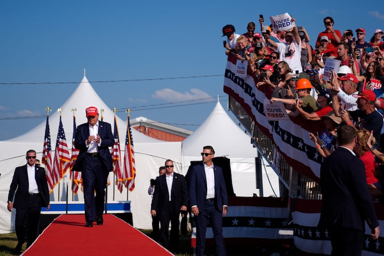 Republican presidential candidate former President Donald Trump arrives for a campaign rally, July 13, 2024, in Butler, Pa. (AP Photo/Evan Vucci, File)