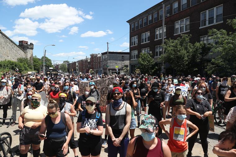 Protesters gathered outside Eastern State Penitentiary, now a historic attraction, to call on Pennsylvania Gov. Wolf to release prisoners amid the COVID-19 pandemic on Sunday.