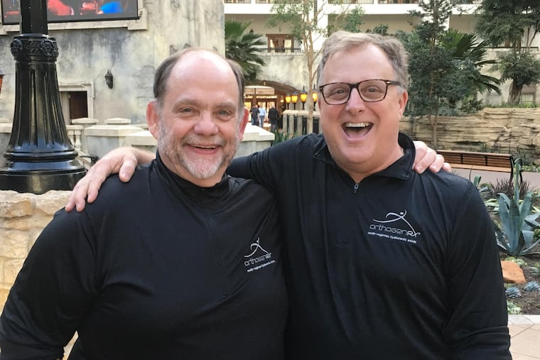 Mike Daley (left) and David Owens, cofounder of OrthogenRx, a Doylestown, sold to Georgia-based Avanos for $160 million in December 2021