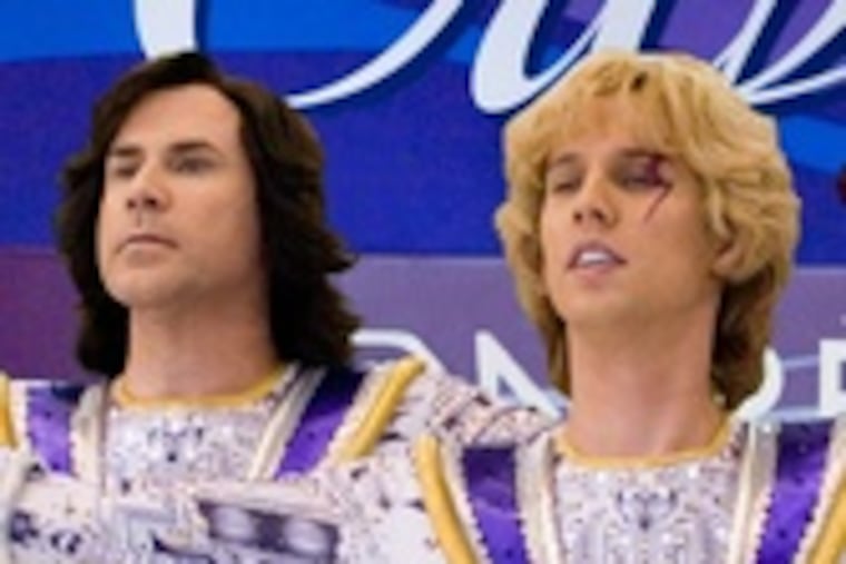 Will Ferrell (left), Jon Heder, ice skating's first unmixed doubles.