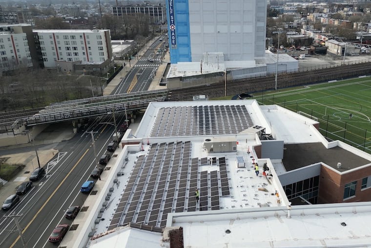 The solar array installed in 2024 atop Cristo Rey Philadelphia High School supplies about half the school's electrical power through the course of a year. But it supplies extra power during the summer months.