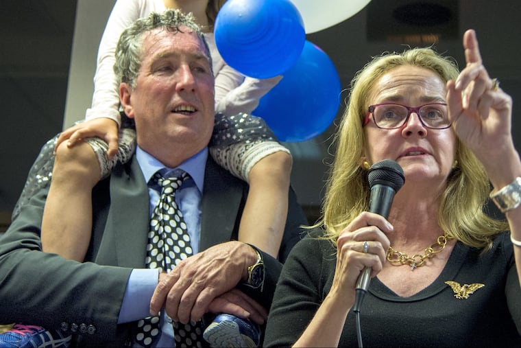 Veteran bicycle wholesaler-importer Patrick J. Cunnane, with wife Madeleine Dean. His company, Advanced Sports, filed for bankruptcy protection soon after her November election to Congress. TOM GRALISH / Staff Photographer