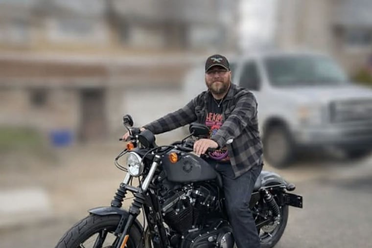 Northeast Philly resident Jason Harvey on his motorcycle in this undated submitted photo. Harvey was killed when a car detached from a tow truck.