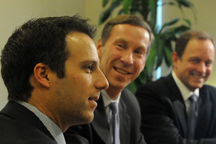 The trio of top executives: Jeff Kaliner (left), cofounder and CEO of Power Home Remodeling Group; Bill McNabb, chairman and CEO of the Vanguard Group; and Tom Spann, CEO of Accolade Inc. (Curt Hudson)