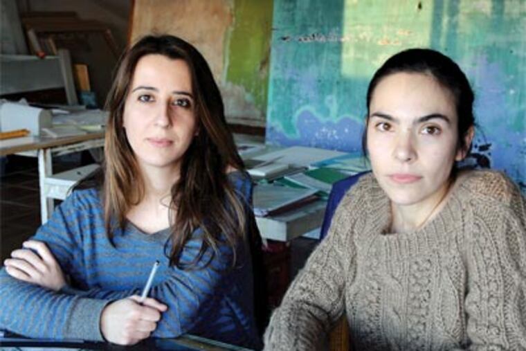 Maria Jesus Gonzalez Fernandez, left, and Patricia Gomez Villaescusa's creation opens Friday at the Moore College of Art and Design. (Patricia Gomez Villaescusa and Maria Jesus Gonzalez Fernandez)