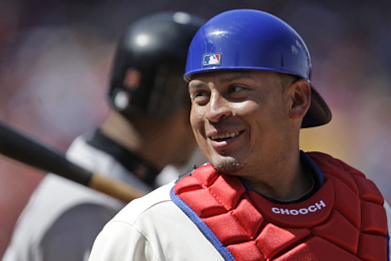 Carlos Ruiz, affectionately known by teammates and fans as "Chooch," has become one of the most popular Phillies. (David Maialetti / Staff Photographer)