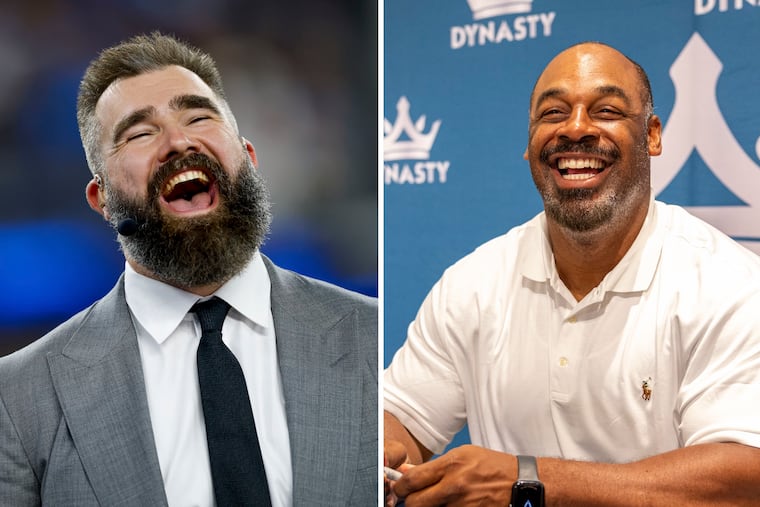 Former Eagles center Jason Kelce, left, and former quarterback Donovan McNabb shared their thoughts on the end of the season.