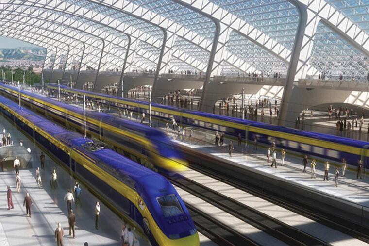 Rendering of a high-speed rail station from the California High-Speed Rail.