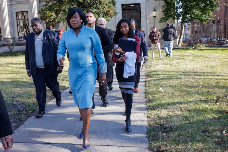 Philadelphia Mayor Cherelle Parker leaving the kick off event for the 29th Annual Greater Philadelphia King Day of Service at Girard College last week.