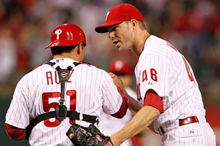 Ryan Madson recorded his eighth save of the season on Friday night against the Rangers. (Ron Cortes/Staff Photographer)