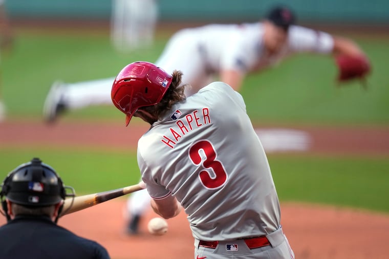 Bryce Harper went 2-for-4 at the plate and drove in a run against former Phillies pitcher Nick Pivetta.
