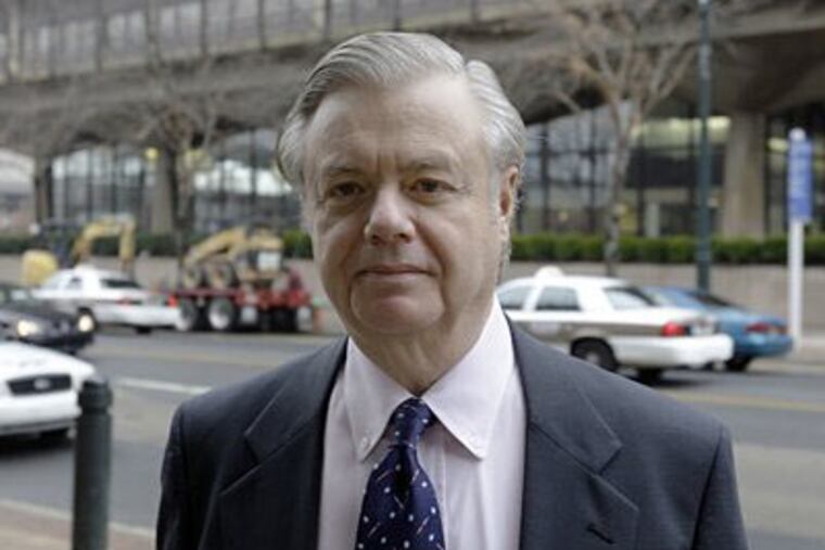 State Sen. Vincent Fumo arrives at the federal courthouse in Philadelphia as his $3.5 million corruption trial continues. (AP Photo/Matt Rourke)