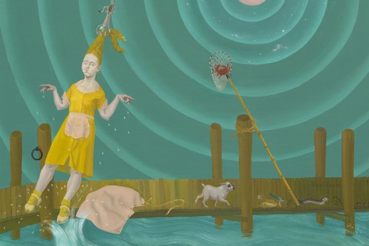 Detail from Honoré Sharrer’s “Resurrection of the Waitress” (1984) Oil on canvas 22 x 22 in. Collection of Adam Zagorin and the late Perez Zagorin.