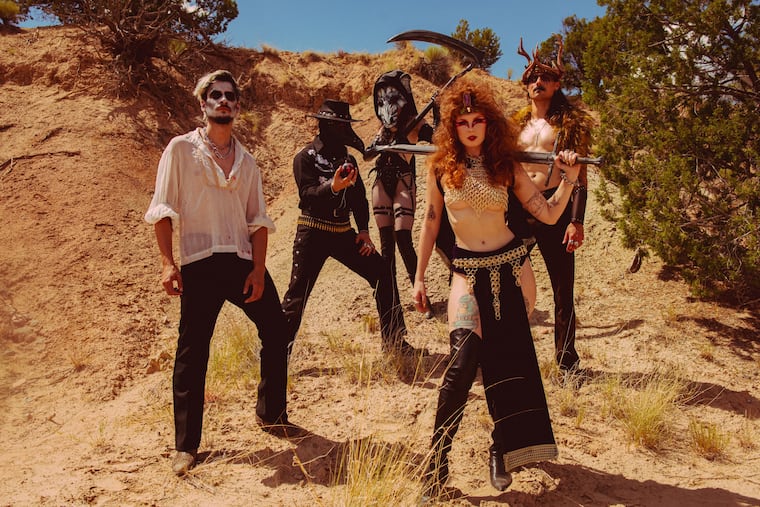 Castle Rat: Riley Pinkerton in Rat Queen guise, with (from left) the Count (guitarist Franco Vittore), the Plague Doctor (bassist Ronnie Lanzilotta III), nemesis the Rat Reapress, and the druid (drummer Josh Strmic).