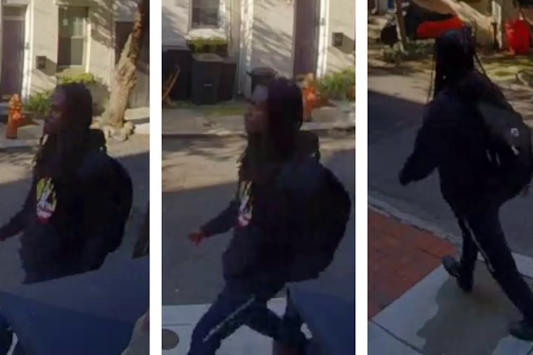 Images from surveillance video show a man suspected in a pattern of sexual assaults in and near Center City. Police on Wednesday arrested Dynel Walker of Somerton.