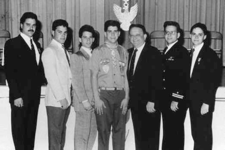 Five Dachowski brothers and their father welcomed youngest son Stephen (center) as the family's sixth Eagle Scout in 1989.