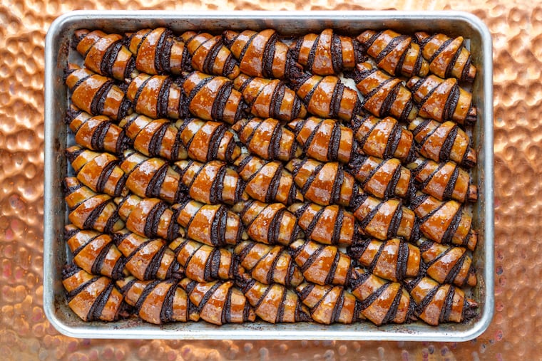 Chocolate rugelach was the dessert of a family meal that Merkaz offered Sunday, June 7, as part of the benefit.