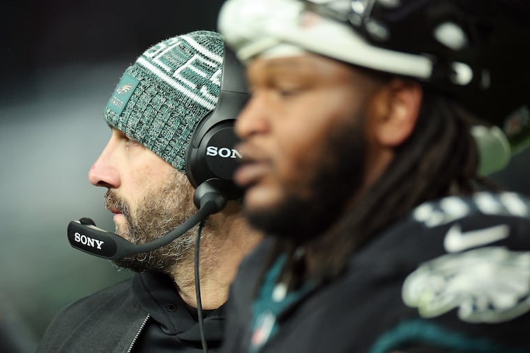 Coach Nick Sirianni, with defensive tackle Jalen Carter, says the Eagles are evaluating everything after two straight losses.