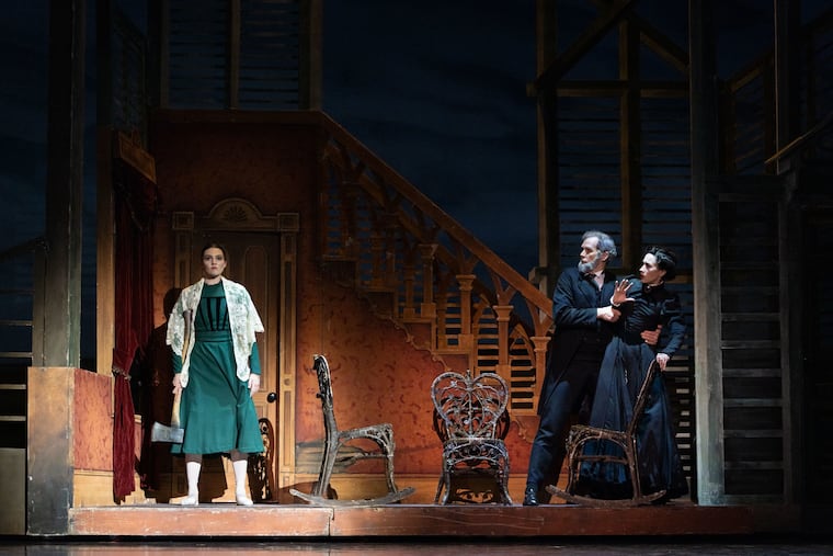 Philadelphia Ballet's Sydney Dolan (left) with Gabriela Mesa and Charles Askegard in Agnes de Mille's "Fall River Legend."