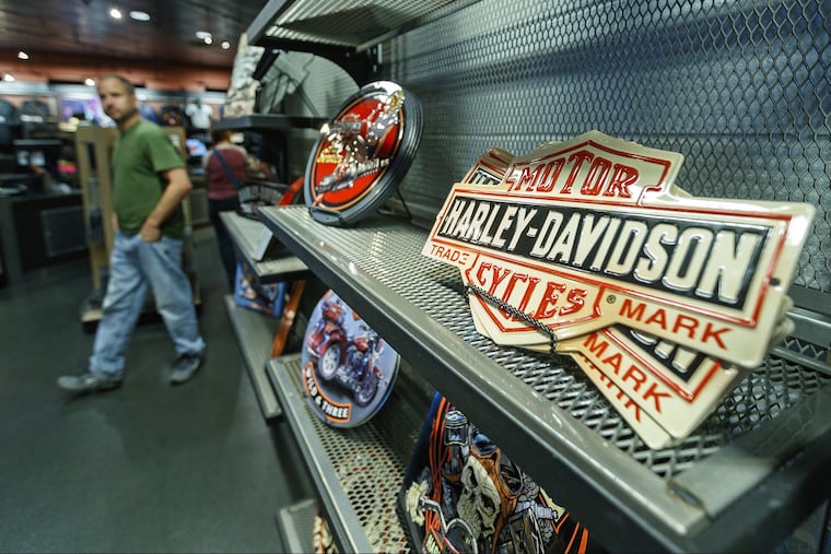 The Harley-Davidson factory in York, PA has a gift shop. The company has been hurt by tariffs.
