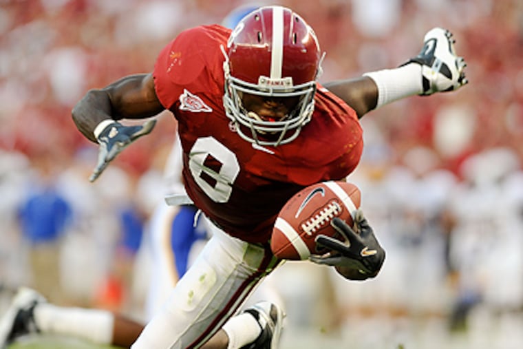Penn State will look for away to stop Alabama wide receiver Julio Jones. (AP Photo/The Decatur Daily, Gary Cosby Jr.)