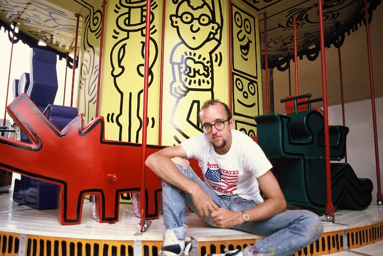 Keith Haring, who died in 1990, with his painted carousel. Photo: Sabina Sarnitz/Luna Luna/Keith Haring Foundation/Artestar