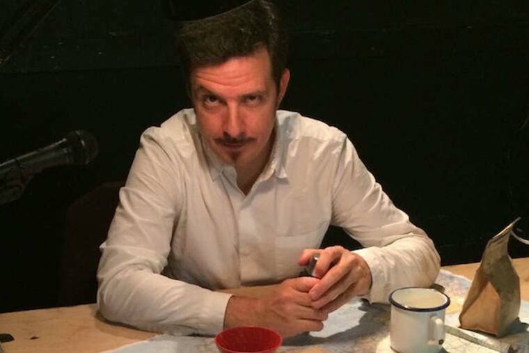 Thaddeus Phillips stars in his show, "Alias Ellis MacKenzie," as an actor who plays the pilot Barry Seal in a telenovela. (Photo: John Timpane / Staff )