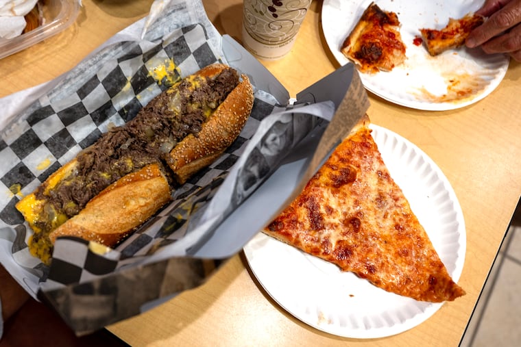 Cheessteak and pizza display at Joseph “Skinny Joey” Merlino’s new Skinny Joey’s Cheesesteaks during a soft opening Tuesday, June 2, 2026 of his new location on the boardwalk in Wildwood.