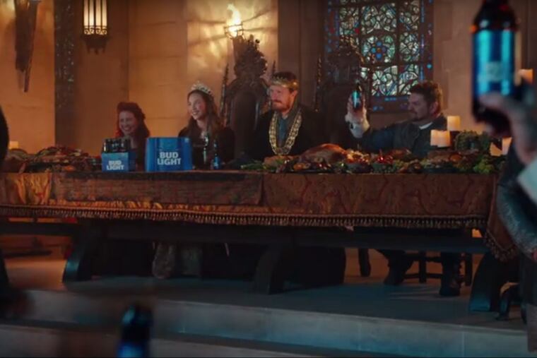 A frame-grab from one of Bud Light's "Dilly Dilly" ads.