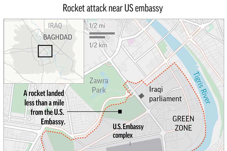Map locates the Green Zone in Baghdad, Iraq.;