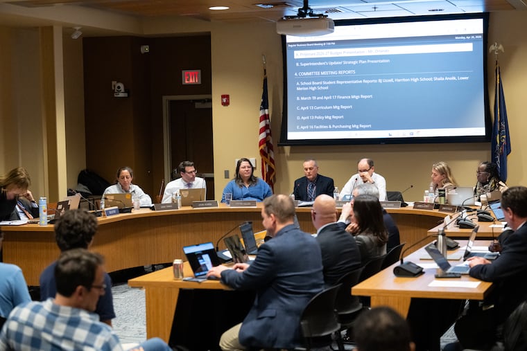 The Lower Merion school board meets at the district's administration building in Ardmore last month.