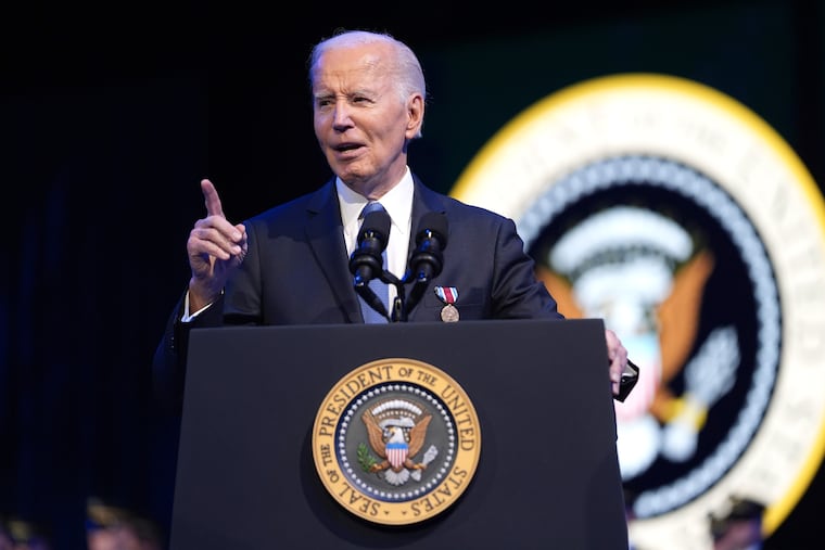 President Joe Biden speaks during a Department of Defense Commander in Chief farewell ceremony at Joint Base Myer-Henderson Hall, Jan. 16, 2025, in Arlington, Va.