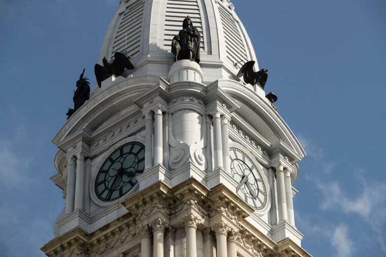 Shown is City Hall in Philadelphia, Friday, April 26, 2019. (AP Photo/Matt Rourke)