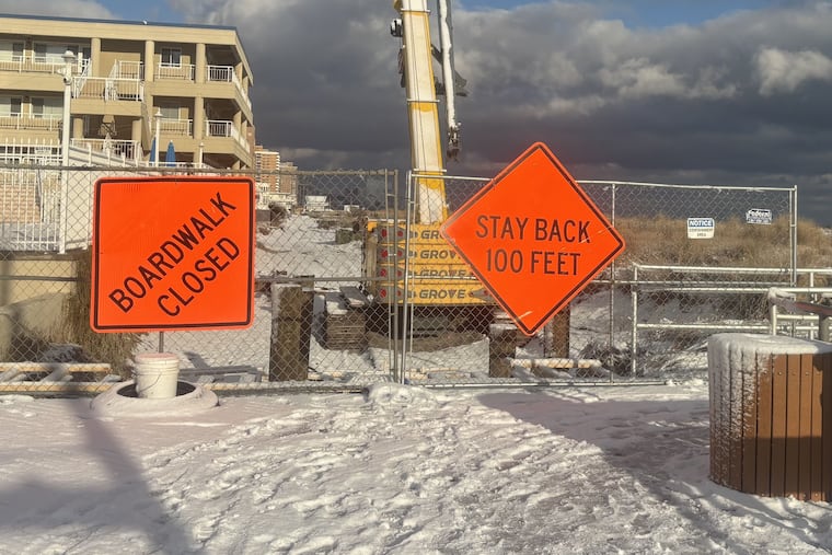 Part of Ventnor's Boardwalk has been under construction and closed off since November. The city says it hopes to have the section back open by May, but another section will be rebuilt after next summer.