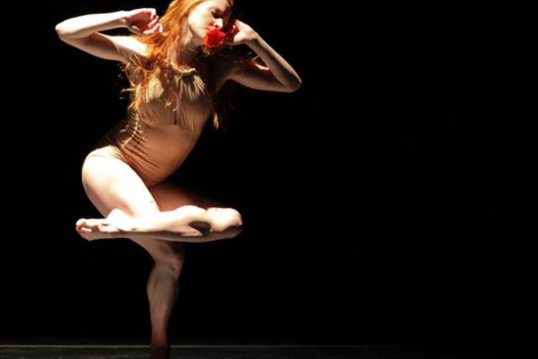 Abigail Mentzer dancing in the Pennsylvania Ballet's "Requiem for a Rose," part of a program that will be presented at the Merriam Theater.