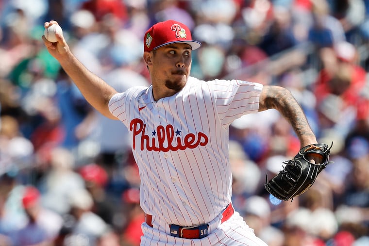 Phillies reliever Orion Kerkering made his first spring-training appearance after being slowed by a hamstring strain.
