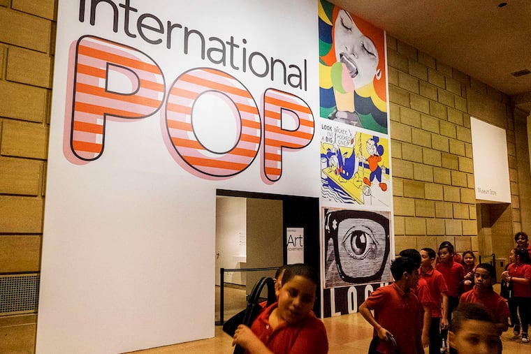 At the Philadelphia Museum of Art , children pass the "International Pop" exhibit, which opens Wednesday.