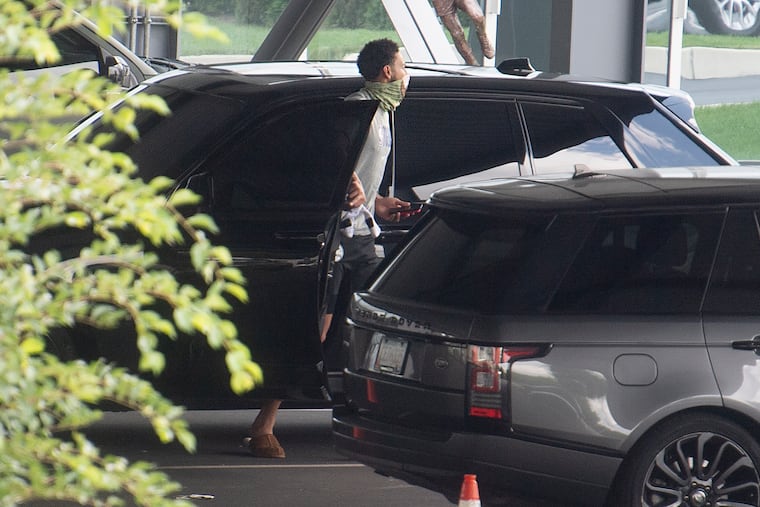 The Sixers' Ben Simmons entering the team's practice facility in Camden in July.