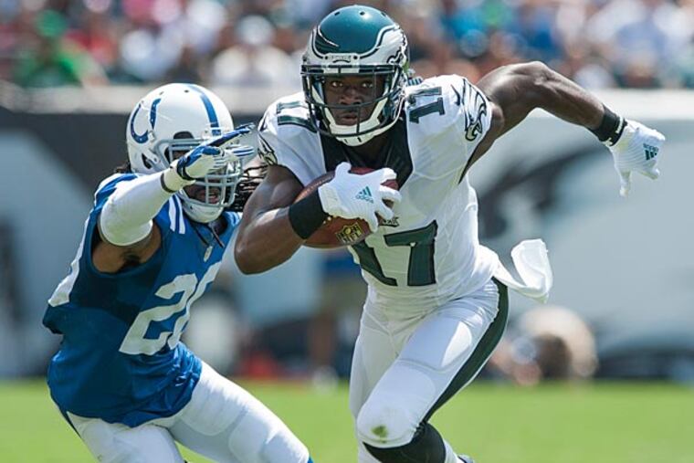 Eagles wide receiver Nelson Agholor beats Colts cornerback Greg Toler during to a 34-yard first quarter touchdown.