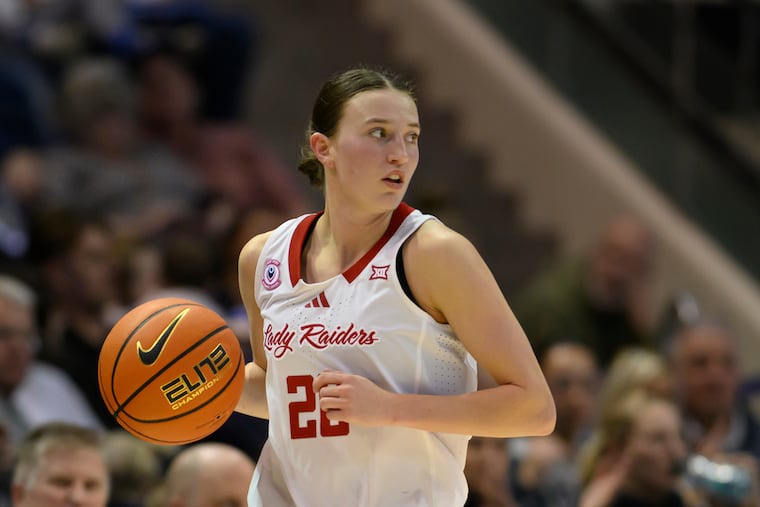 Texas Tech guard Bailey Maupin brings the ball up court during a game against BYU in January.