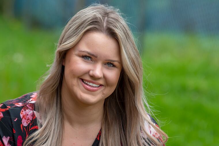 Natalya Zuyevych outside her home in Northeast Philadelphia. Her class of 96 nursing grads from Community College of Philadelphia has been through quite a lot. Three got COVID-19, one died after a car accident, others lost their jobs and lost friends and relatives to the virus. Natalya's uncle died and aunt got sick. Her husband lost his job.