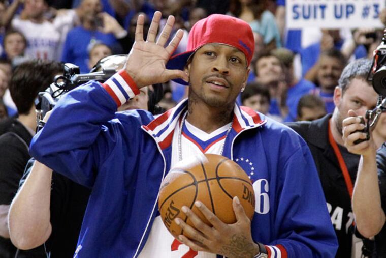 The Sixers will host Allen Iverson bobblehead night when they host the Bobcats Saturday. (Matt Slocum/AP file)