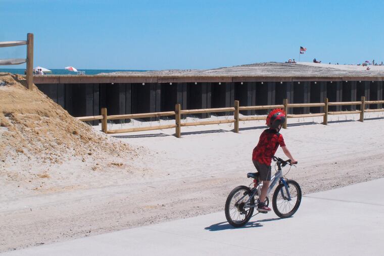 This June 8 photo shows a bulkhead recently built in North Wildwood, N.J. where the state Department of Environmental Protection says the city destroyed sand dunes without permission. The city acknowledges it built the wall without a permit, but says it had to because of erosion and damage to the beachfront.