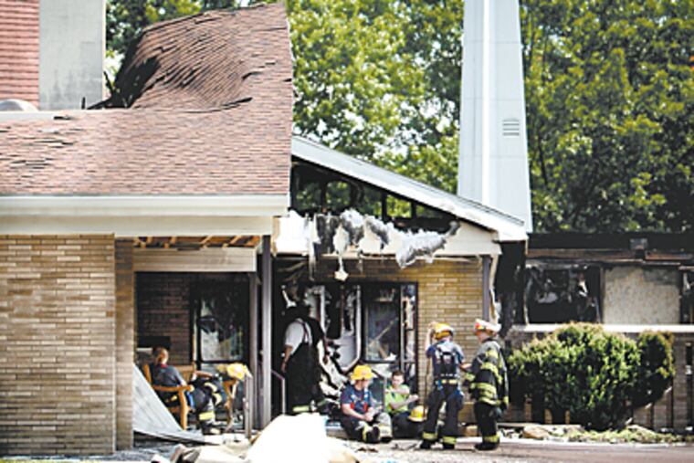 The Zwingli United Church of Christ in Souderton was extensively damaged after an early morning fire erupted. (David Swanson/Inquirer)