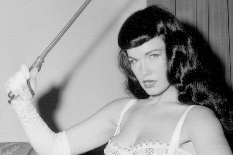 A photograph of Bettie Page used in "Bettie Page Reveals All."