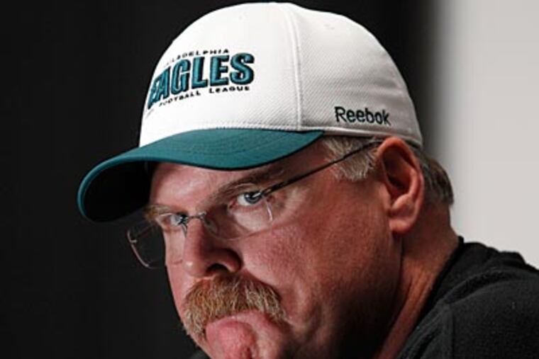 Andy Reid will coach his 221st game as an Eagle Sunday night. (Alex Brandon/AP)